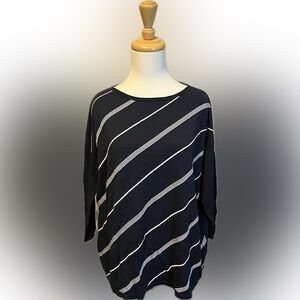 J.Jill Striped Thin Sweater in Midnight Blue size M